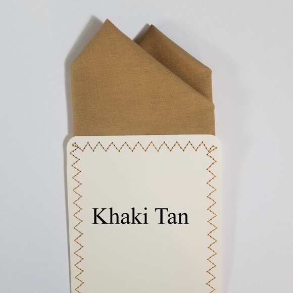 New - Khaki Tan Cotton Pre-Folded Pocket Square Handkerchief Insert - Picture 3 of 7